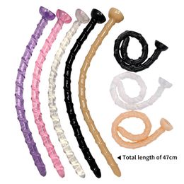 47cm Dildo Butt Plug Long Anal Beads Vagina Stimulator Men Prostate Massager Sex Toys For Woman Orgasm Buttplug Anus Beads X0401