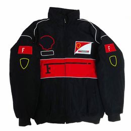 F1 Racing Suit College Style Retro Jacket Autumn and Winter Coat Cotton Jacket Full Embroidery Team Uniform Winter Cotton Jackets2952