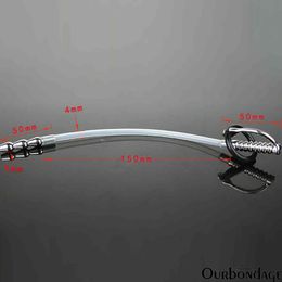 Sex Adult toy Ourbondage Stainless Steel Rubber Pipe Snake Shape Urethral Catheter Chastity Penis Insert Dilator Sounds Toy For Men 1123