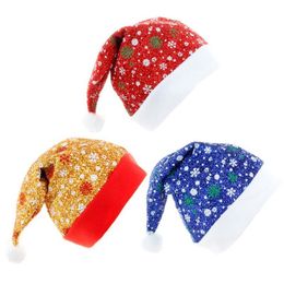 4pcs Christmas Santa Claus Hat Unisex Xmas Snowflake Cap for Holiday Decoration