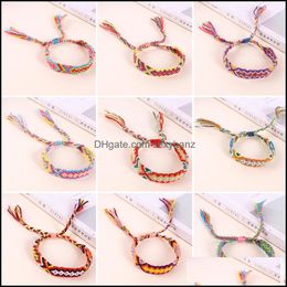 Link, Chain Jewelrybraided Couple Mti Colour Thread Hand-Woven Small Gift Colorf Rope Bracelets Anklets Adjustable Drop Delivery 2021 M2R3R