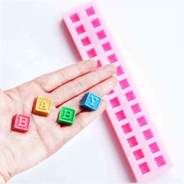 DIY Cake Tools Silicone English Letters 3D Alphabet Building Block Fondant Cake Chocolate Mold Jelly & Candy Pudding Mould 211110