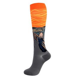 Fashion sock Compression Running painting print Stockings Keen High Outdoor Sport socks Hosiery for women girls