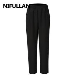 Spring Summer Middle Age Women Pants Fashion Plus Size L-5XL Mother Clothing Elastic Waist Print Loose Casual Trousers 210915