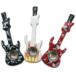 JH Metal Creative Guitar Shaped Portable Mini Smoking Pipe Fashion Trendy Smoke Accessories Z