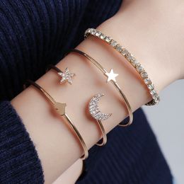 New Fashion Simple Star Moon Smooth Bracelet for Women Girl Accessories Jewellery Q0719