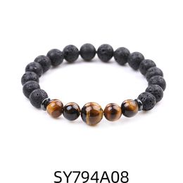8mm 10mm Tiger Eye stone Black Lava Stones Bracelet DIY Aromatherapy Essential Oil Diffuser Bracelets Yoga Jewellery