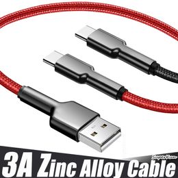 3A Type C Micro USB Braided Zinc Alloy Cables Durable High Speed DATA Charging For Android Mobile Phone 1m 2m