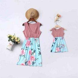 Summer Mother Daughter Dresses Family Matching Outfits Look Mommy and Me Clothes Mom Mum Baby Women Girls Dress Clothing 210724