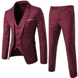 Men's Suits & Blazers Mens Groom Wear Tuxedos 3 Piece Wedding Suit Groomsmen Man Formal Business For Men (Jacket+Pants +Vest)