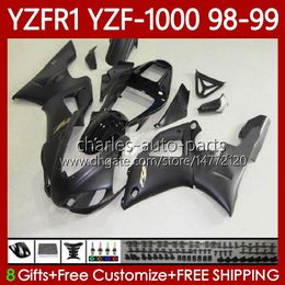 -Corps de moto pour Yamaha YZF-R1 YZF-1000 YZF R 1 1000 cm 98-01 Bodywork 82NO.40 YZF R1 1000CC YZFR1 Matte Noir 98 99 00 01 YZF1000 1998 1999 2000 2001 Kit de carénage OEM