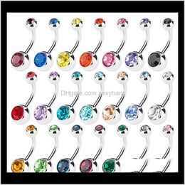 dangle navel jewelry Australia - & Bell Drop Delivery 2021 D0180 ( 10 Colors ) Belly Button Navel Rings Body Piercing Jewelry Dangle Fashion Charm Lovely Cz Stone Steel 10Pcs