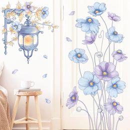 Wall Stickers Abstract Purple Blue Flowers Sticker Plant Wallpaper Decal For Living Room Bedroom Door Decoration