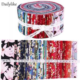 Dailylike 40Pcs Jelly Rolls Strips Fabric Cotton Quilting Craft Fabric Bundle Quilting Fabric Patchwork With Different Patterns 210702