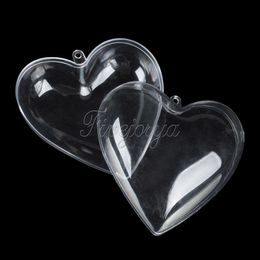 50pcs/lot Heart Box Clear Plastic Heart Gift Candy Box Transparent Ball for Christmas Decoration For Tree 65/80/100mm Valentines 210408