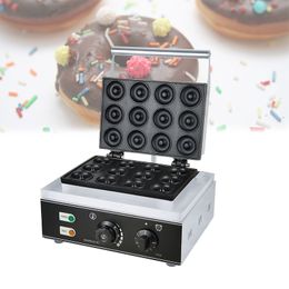 Electric Donut Waffle Maker Mini Commercial Donut Making Machines Makes 12 Doughnuts, Non-stick Coated