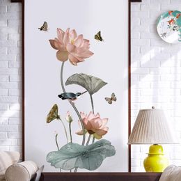 Wall Stickers Large Posters PVC Decals Lotus Self-Adhesive Bedroom Cozy Living Room Wallpaper Decorative