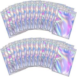 Resealable Smell Proof Bags Laser Holographic Aluminium Foil Pouch Bag for Food Storage