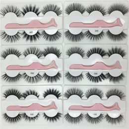 3 Pairs False Eyelash 3D Mink Lash Thick Faux Real Eye Lashes with Tweezers in Box