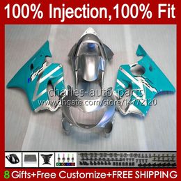 100% Fit OEM Fairings For HONDA CBR 600F4 600FS 600 F4 FS Cyan Silver CC 99-00 Body 54No.207 600CC CBR600 F4 CBR600F4 99 00 CBR600FS 1999 2000 Injection Mould Bodywork