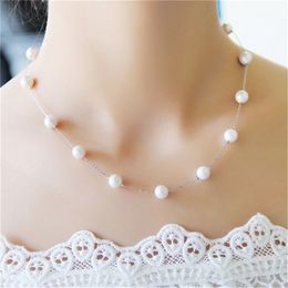 Korean Jewellery Fashion Simple Short Imitation Pearl Steampunk Women Statement Necklace