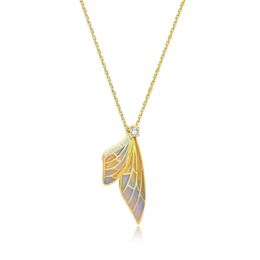 best butterfly gifts Australia - Luxury French fresh Enamel Butterfly Wing Necklace clavicle chain crossing silver plated birthday gift for girlfriend and best friend