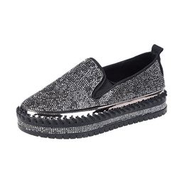 2024 New Arrived Fashion Women Dress Shoes Luxurious Low Tops Platforms Sneakers Famous Rhinestone Slipon Casual Loafers Silver Black Strass Designer Outdoor Run W