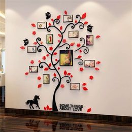 Home Decor Wall Sticker Tree Mirror Po plant For Kids Room Acrylic Family Poster Decal Wallpaper 210929