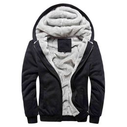 Men's Sweatshirts Zip-up Thermal Lined Jacket Men's Autumn Winter Clothes With Velvet Hooded Student Sportswear Thickened Warm Leisure 220119