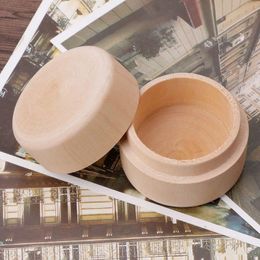 Small Round Wooden Storage Ring Boxes Vintage decorative Natural Craft Jewellery box Case Wedding Accessories RH8201