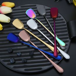 Eco Spoon Long Handle Spoon Shovel Design PVD Plated Stainless Steel Gold Tea Spoon 7 Colours Available DH2010