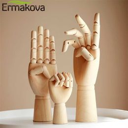 ERMAKOVA Wood Art Mannequin Hand Model Perfect for Drawing Sketch Wooden Sectioned Flexible Fingers Manikin Figure 211105