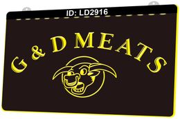 LD2916 G D Meats 3D Engraving LED Light Sign Wholesale Retail