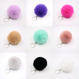 Faux Rabbit Fur Pompoms Keychains pretty Bag Charm Pendant Absolutely Artificial Fluffy Ball Keyfobs Holder Jewellery