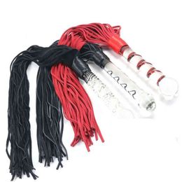 NXY Adult Toys Crystal Dildo Real Leather Flogger Glass Penis Whip Sex G spot Anal Bead Tools Restraints Bdsm Games 1201