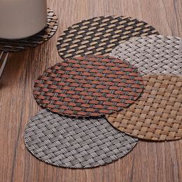 pvc round woven mats coffee shop kitchen non-slip anti-scald insulation coaster wholesale