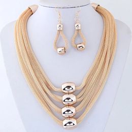 Women Metal Choker Necklaces Trendy Multilayer Twist Torques String Geometric Clavicle Chain Punk Jewellery Statement