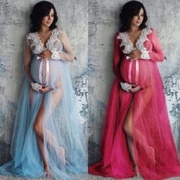 Pregnant Women Maternity Dress Photography Photo Lace Up Long Sleeve Ladies Gown Shoot Clothing Clothes