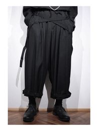 Мужские брюки девять точечных брюк с ремнями регулируемые ветры yamamoto yohji осень и зимняя черная лента