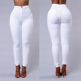 Women Stretch Jeans Denim Black White Skinny Leggings for Womens High Waist Pencil Pants Thin Trousers Plus Size S-4XL
