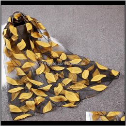 Hats, Scarves & Gloves Fashion Aessories Drop Delivery 2021 Scarf Womens Leaves Flowers Long Shawl Spring And Autumn Echarpe High-Quality Org