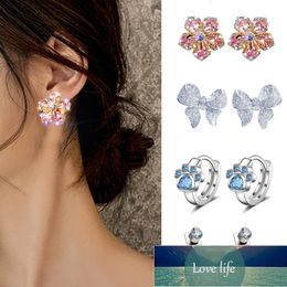 Fashion Korean Crystal Stud Earrings for Women Girl Rose Flower Bowknot Zircon Cat Claw Earrings Female Statement Jewellery Gift