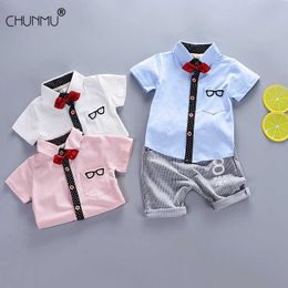 Baby Boys Clothing Sets Gentleman Children Boys Clothes Suit for Summer Kids Sport Outfit Infant Girl Clothes T-Shirt Pants Tie X0902