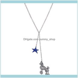 Necklaces & Pendants Jewellery Fashion Long Blue Crystal Star Sheep Pendant Sier Colour Chain Cute Animal Necklace Aessories For Women Drop Del