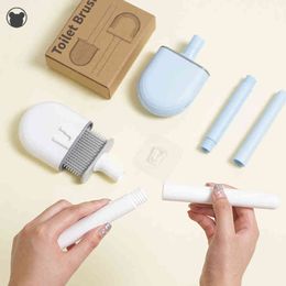 TPR Silicone No Dead Corners Brush Holders Cleaning Toilet Wall-Mounted Household Accessories Set WC Tools