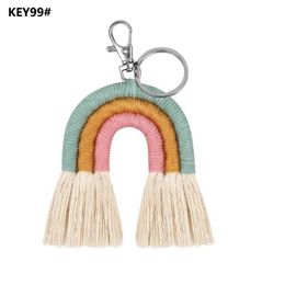 antique keys wholesale Australia - Weaving Rainbow Keychains for Women Boho Handmade key Holder Keyring Macrame Bag Charm Car Hanging G1019
