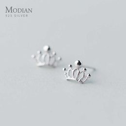 Arrival 925 Sterling Silver Small Cute Crown Stud Earrings for Gril Kids Fashion Korean Jewellery Accessories 210707