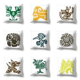 Cushion/Decorative Pillow Tribal Animal Totem Cushion Cover Throw Pattern Printed Case Green Yellow Home Decor Car Chair