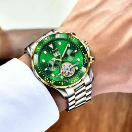 Lige Luxury Mens Watches Automatic Watch Male Waterproof Wrist Watch Stainless Steel Automatico Mechanical Relogio Masculino+box Q0524