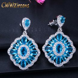 Brand Trendy Gorgeous Big Light Blue Crystal Drop Earrings for Women Wedding Bridesmaid Jewellery Gift CZ340 210714